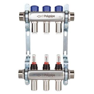 POLYPIPE 15mm S/S 2 PORT UFH MANIFOLD