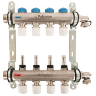 POLYPIPE 15mm S/S 4 PORT UFH MANIFOLD