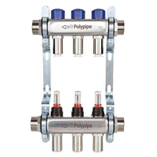 POLYPIPE 15mm S/S 5 PORT UFH MANIFOLD