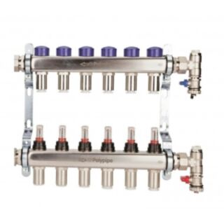 POLYPIPE 15mm S/S 6 PORT UFH MANIFOLD