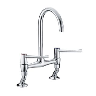 BRISTAN LEVER BRIDGE DECK SINK MIXER CHROME WITH 6IN LEVERS AND CERAMIC DISC VALVES