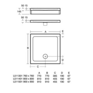 IDEAL STANDARD SIMPLICITY LOW PROFILE 800mm UPSTAND TRAY & WASTE